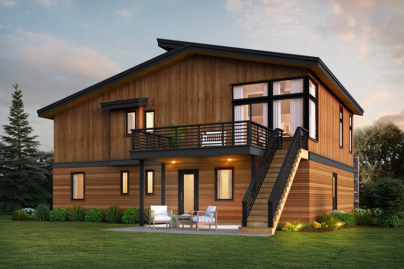 House Blueprint - Exterior - Rear Elevation for Contemporary House Plan #48-1055 - 3 bed, 2.5 bath