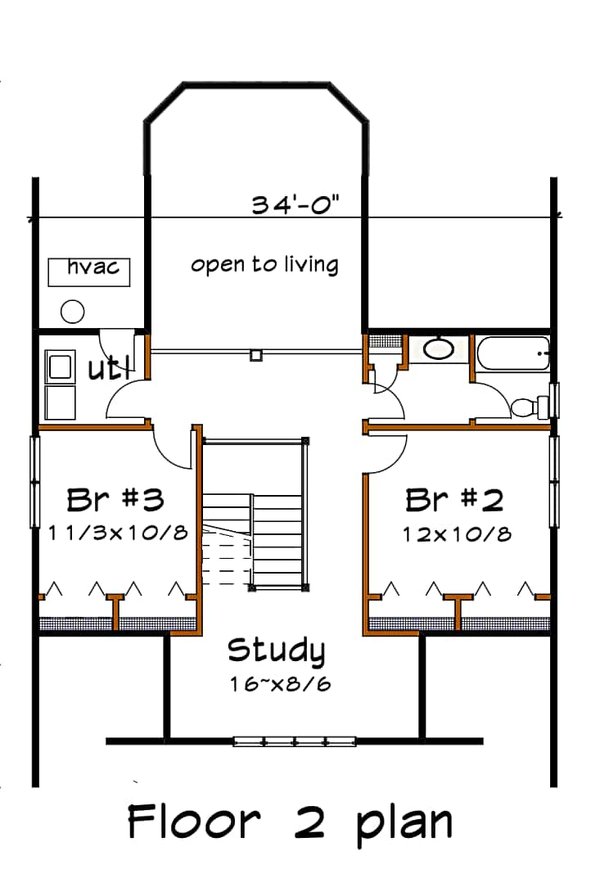 House Design - Floor Plan - Upper Floor for Craftsman House Plan #79-280 - 3 bed, 2.5 bath