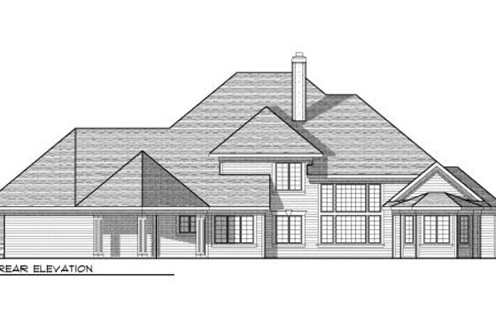 Exterior - Rear Elevation for European House Plan #70-957 - 4 bed, 3.5 bath