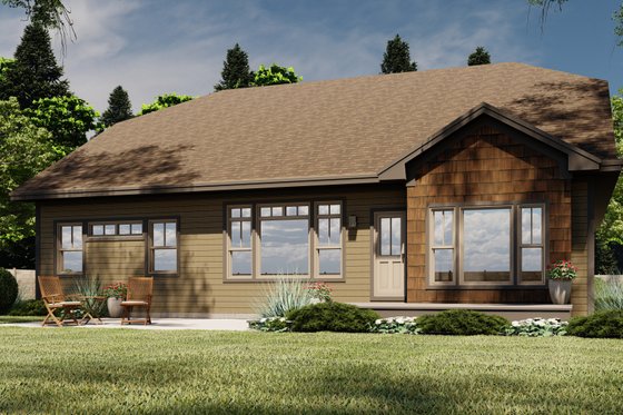 Exterior - Rear Elevation 1 for Craftsman House Plan #51-1184 - 3 bed, 2 bath