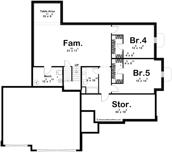 House Blueprint - European Floor Plan - Lower Floor Plan #455-426