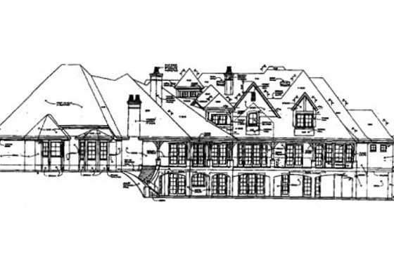 Exterior - Rear Elevation for European House Plan #141-279 - 6 bed, 7.5 bath