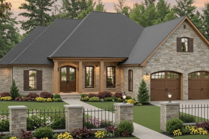 House Blueprint - European Exterior - Front Elevation Plan #21-598