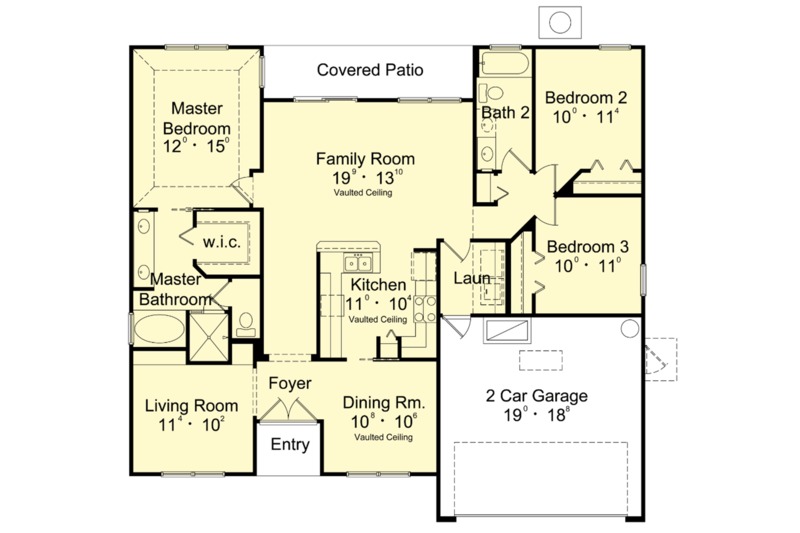 Ranch Style House Plan - 3 Beds 2 Baths 1560 Sq/Ft Plan #417-839 ...