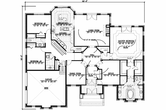 Floor Plan - Main Floor for European House Plan #138-144 - 3 bed, 2 bath