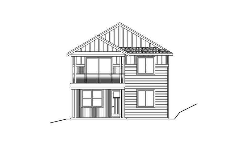 House Blueprint - Exterior - Rear Elevation 1 for Cottage House Plan #124-1463 - 3 bed, 2 bath