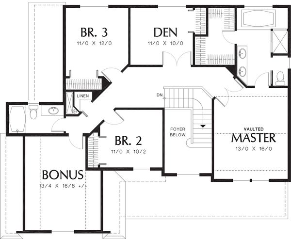 Dream House Plan - Traditional Floor Plan - Upper Floor Plan #48-330