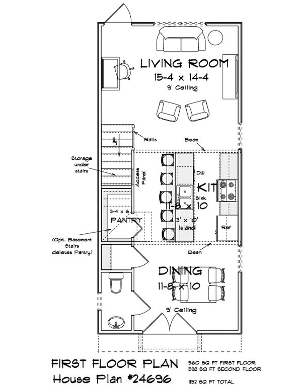 Home Plan - Floor Plan - Main Floor for Modern House Plan #513-2488 - 2 bed, 2.5 bath