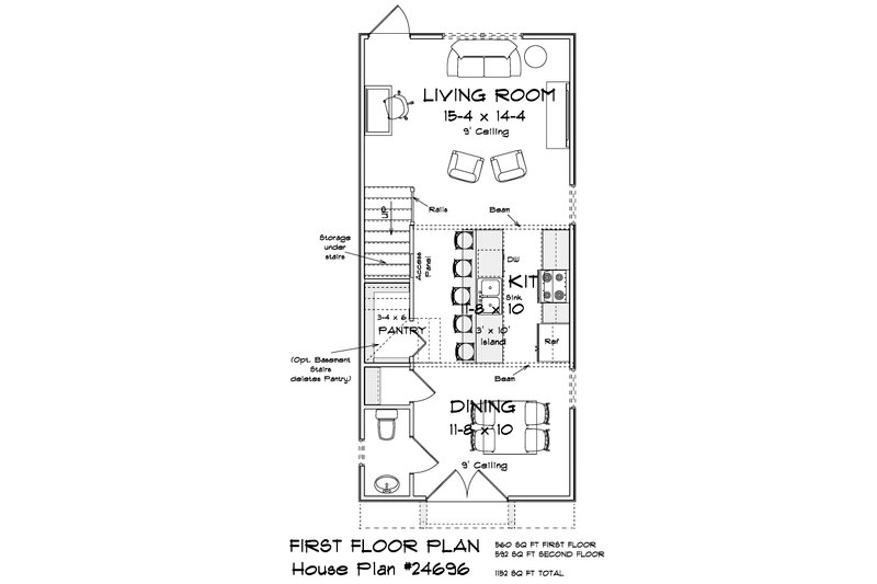 Home Plan - Floor Plan - Main Floor for Modern House Plan #513-2488 - 2 bed, 2.5 bath