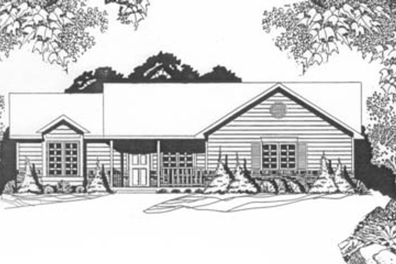House Blueprint - Ranch Exterior - Front Elevation Plan #58-128