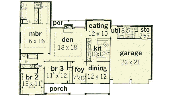 Traditional Floor Plan - Main Floor Plan #16-152