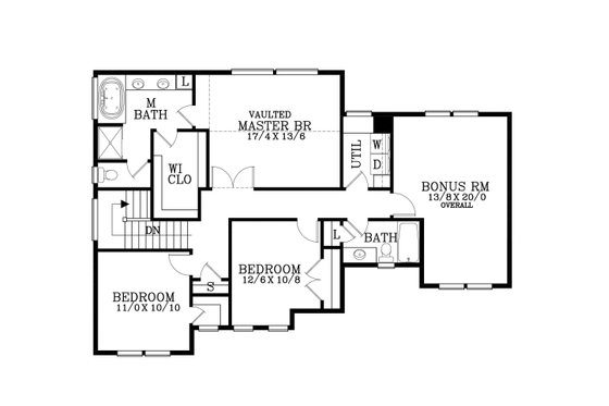 Floor Plan - Upper Floor for Craftsman House Plan #53-483 - 3 bed, 2.5 bath
