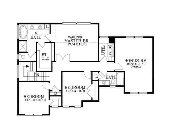 Craftsman Floor Plan - Upper Floor Plan #53-483