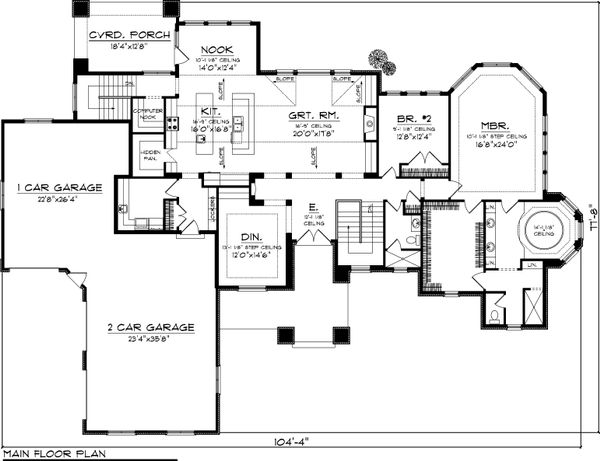Dream House Plan - Ranch Floor Plan - Main Floor Plan #70-1061