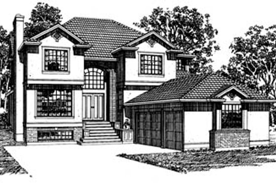 Exterior - Front Elevation for European House Plan #47-485 - 4 bed, 2.5 bath