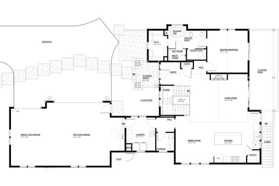 Floor Plan - Main Floor for Craftsman House Plan #895-155 - 4 bed, 2.5 bath