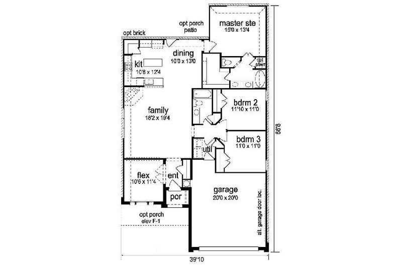 Home Plan - Floor Plan - Main Floor for Craftsman House Plan #84-264 - 3 bed, 2 bath