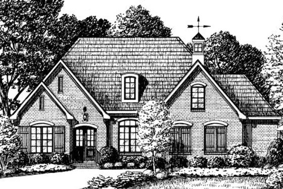 Exterior - Front Elevation for European House Plan #34-228 - 3 bed, 3 bath