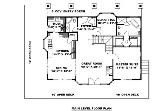 Floor Plan - Main Floor for Beach House Plan #117-896 - 1 bed, 2 bath