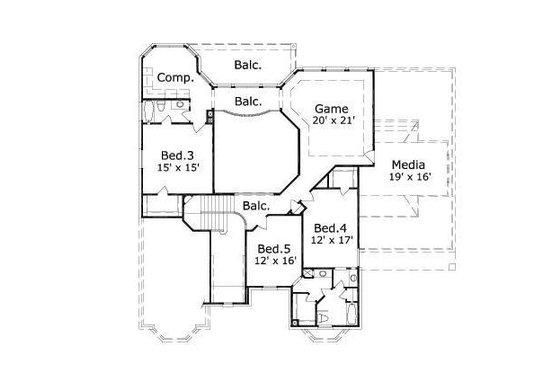 Floor Plan - Upper Floor for Traditional House Plan #411-444 - 5 bed, 4 bath