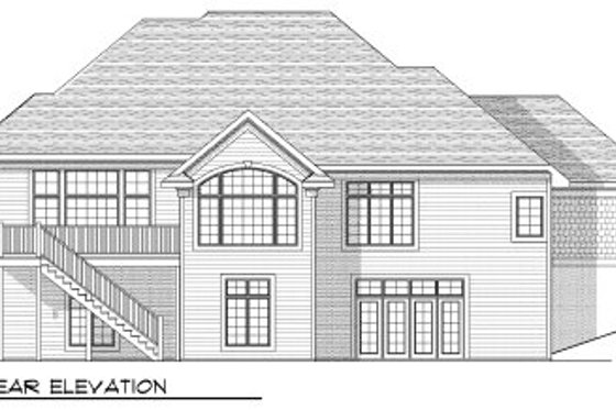 Exterior - Rear Elevation for European House Plan #70-808 - 4 bed, 3 bath