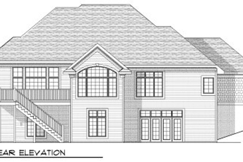 Home Plan - Exterior - Rear Elevation for European House Plan #70-808 - 4 bed, 3 bath