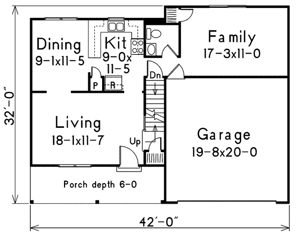 Traditional Style House Plan - 3 Beds 1.5 Baths 1314 Sq/Ft Plan #57-209 ...