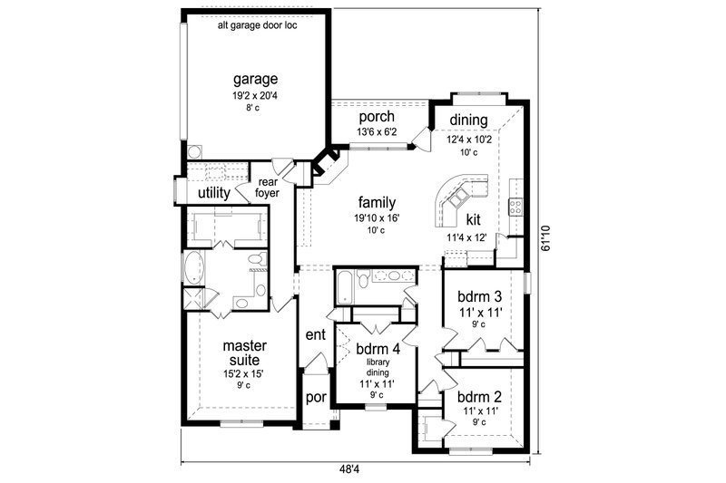 Architectural House Design - Floor Plan - Main Floor for Traditional House Plan #84-586 - 4 bed, 2 bath