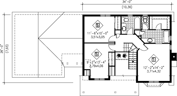 Traditional Floor Plan - Upper Floor Plan #25-247