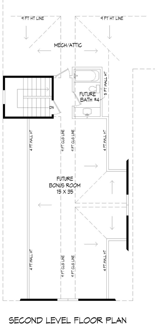 Southern Floor Plan - Upper Floor Plan #932-1180