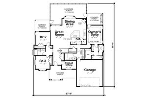 Floor Plan - Main Floor for Ranch House Plan #20-2514 - 3 bed, 2 bath