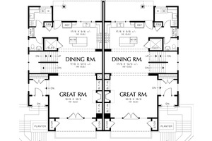 Main level floor plan - 2800 square foot Modern Duplex