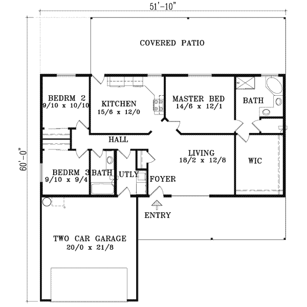 Ranch Floor Plan - Main Floor Plan #1-1203
