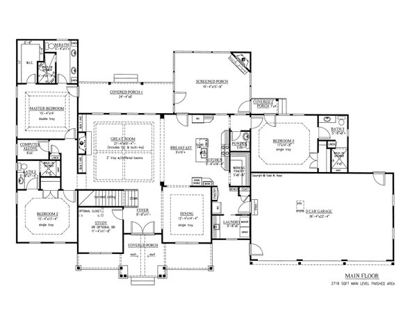 House Plan Design - Craftsman Floor Plan - Main Floor Plan #437-74