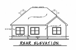 Exterior - Rear Elevation for Ranch House Plan #20-2299 - 3 bed, 2.5 bath