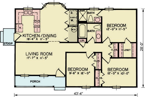 Dream House Plan - Traditional Floor Plan - Main Floor Plan #54-668