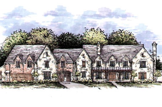 Exterior - Front Elevation for European House Plan #141-313 - 4 bed, 5.5 bath