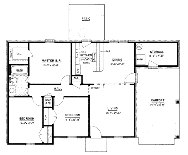 House Design - Ranch Floor Plan - Main Floor Plan #36-354