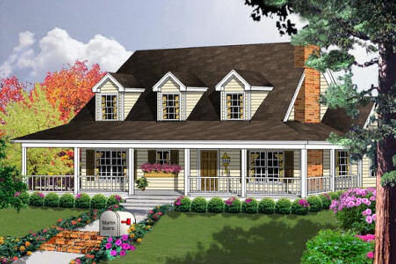 House Blueprint - Country Exterior - Front Elevation Plan #40-103