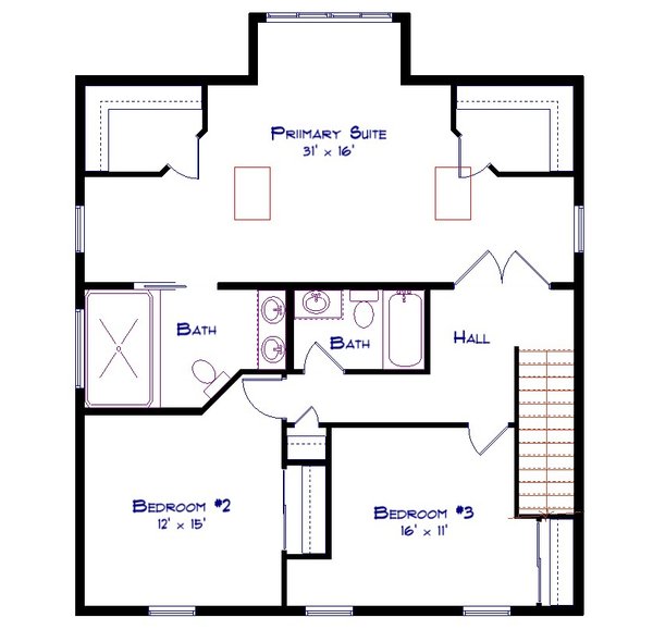 Farmhouse Floor Plan - Upper Floor Plan #1115-2