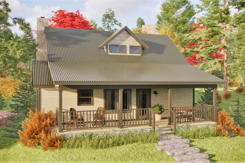 Architectural House Design - Exterior - Rear Elevation for Cottage House Plan #472-5 - 3 bed, 2 bath