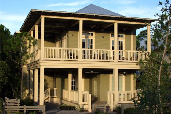Exterior - Front Elevation for Beach House Plan #443-6 - 4 bed, 4.5 bath