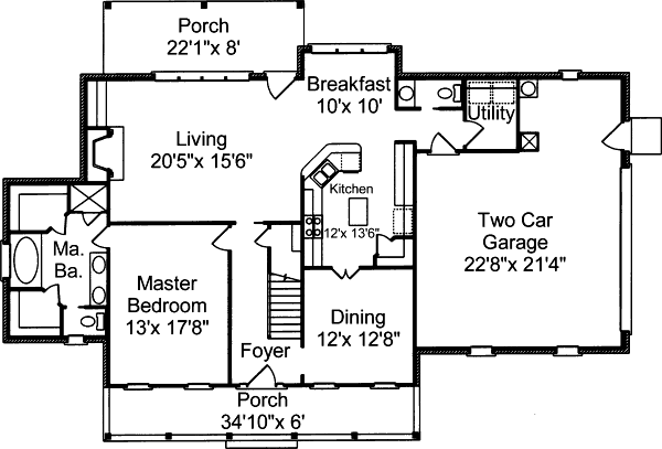 Traditional Floor Plan - Main Floor Plan #37-192