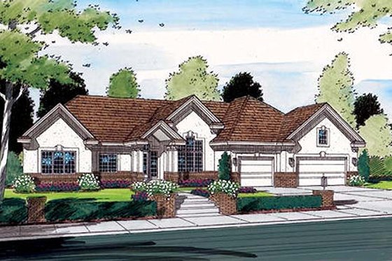 Exterior - Front Elevation for European House Plan #312-629 - 4 bed, 3 bath