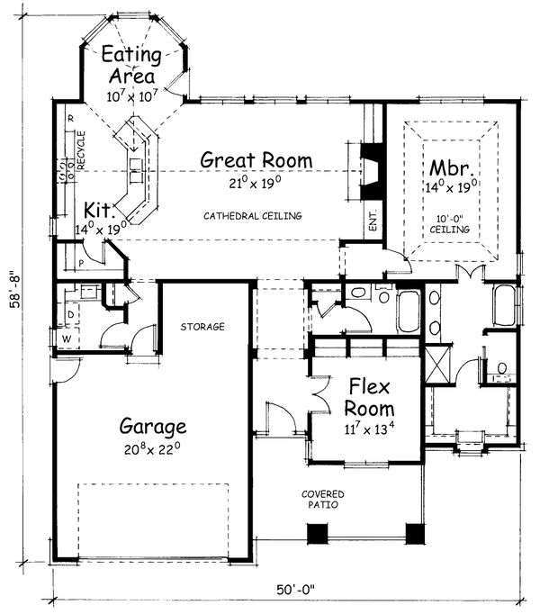 House Plan Design - Bungalow Floor Plan - Main Floor Plan #20-1606