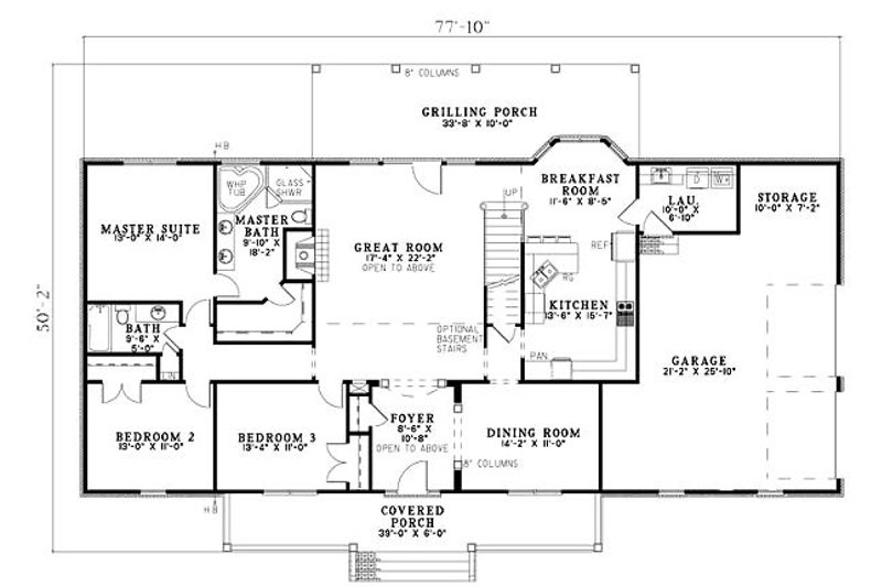 Home Plan - Floor Plan - Main Floor for Country House Plan #17-1161 - 5 bed, 3 bath