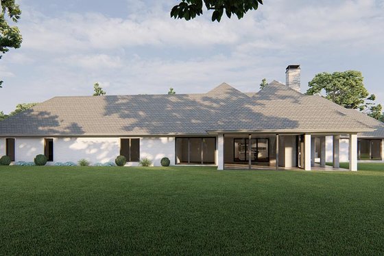 Exterior - Rear Elevation for European House Plan #923-279 - 4 bed, 4.5 bath