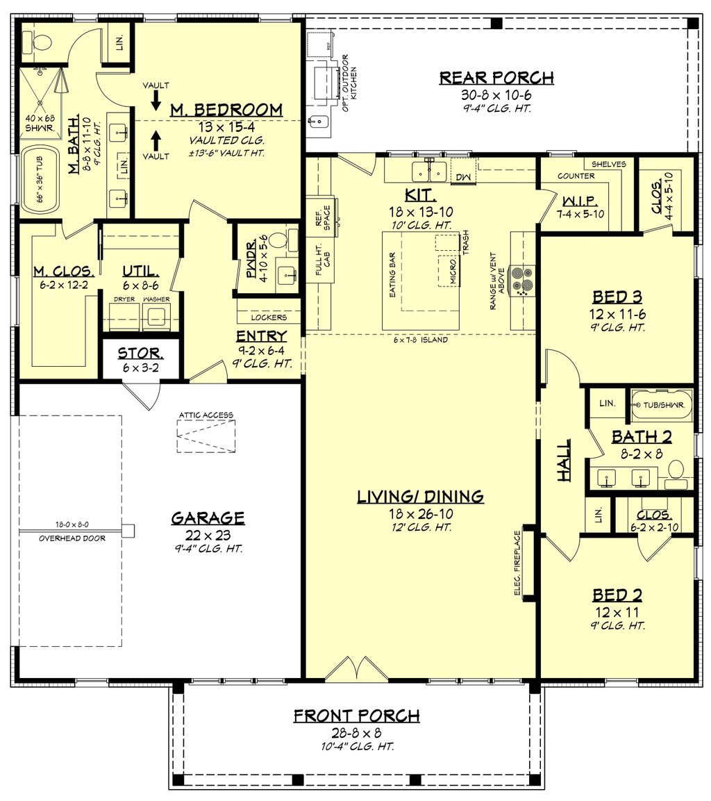 Floor Plan - Main Floor for Farmhouse House Plan #430-448 - 3 bed, 2.5 bath