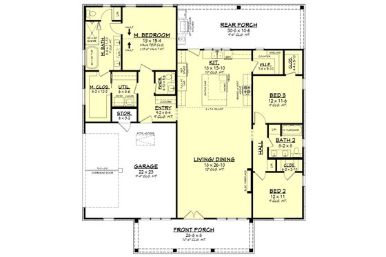 Floor Plan - Main Floor for Farmhouse House Plan #430-448 - 3 bed, 2.5 bath