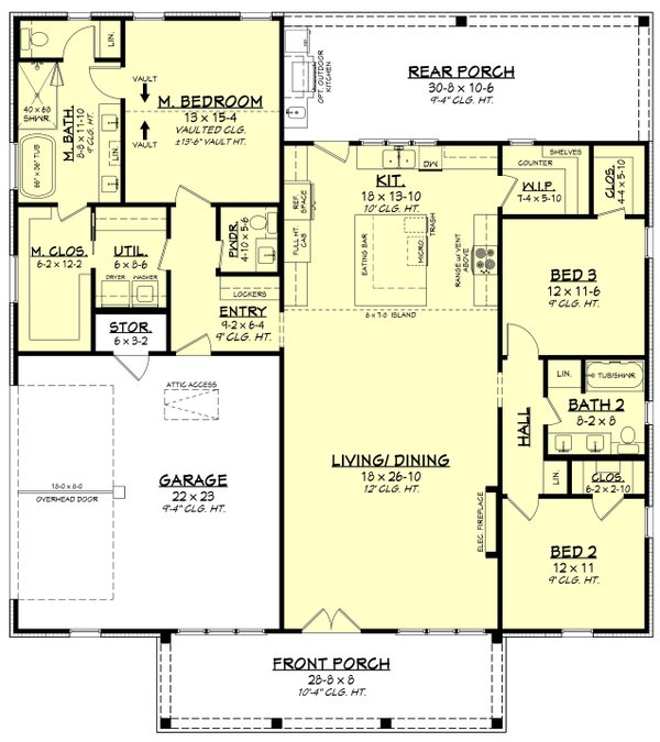 Dream House Plan - Floor Plan - Main Floor for Farmhouse House Plan #430-448 - 3 bed, 2.5 bath